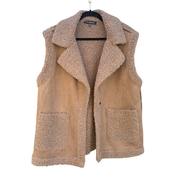 Blu pepper Brown Sherpa Vest, Women’s Large - Picture 1 of 4